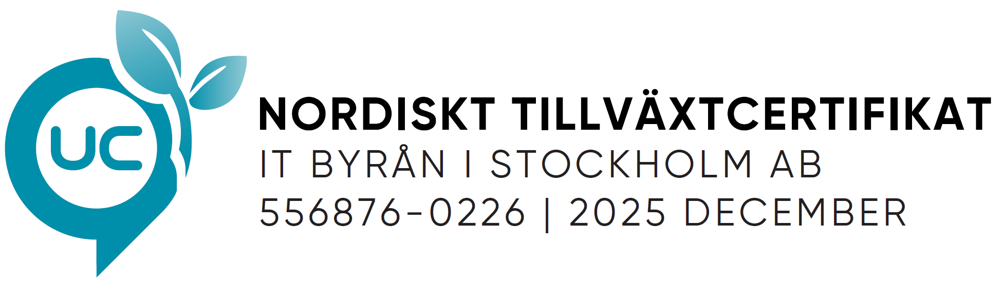Nordiskt Tillväxtcertifikat, UC, IT Byrån i Stockholm AB, december 2025